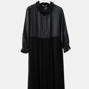 Pomandère Black Pleated Hem Maxi Dress